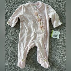 Little Me Pink Footie with Floral Details